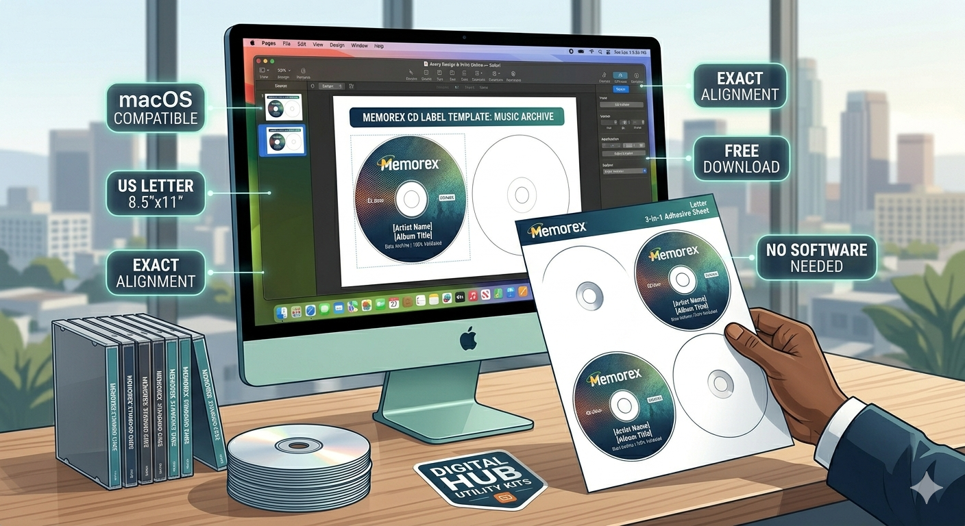 macOS printing settings for memorex cd labels 100 percent scale